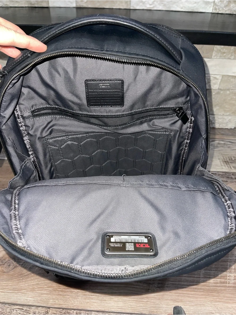 Tumi Harrison Warren Backpack Black Leather/Nylon Unisex. Branded